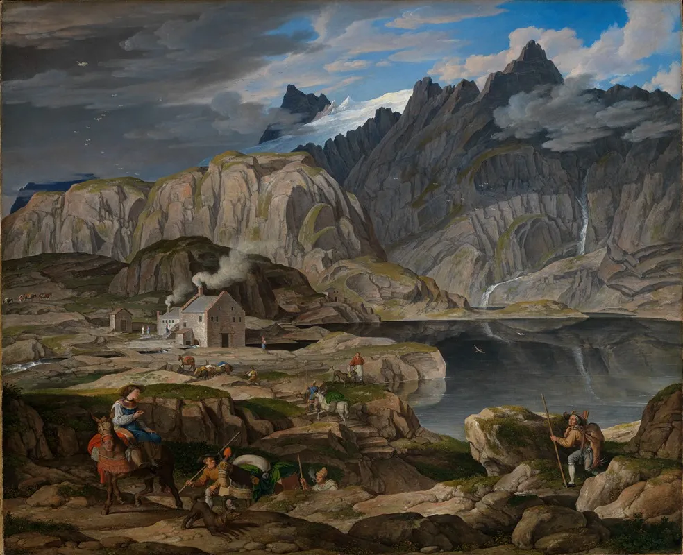 Das Hospiz Auf Dem Grimselpass by Joseph Anton Koch - Canvas Print
