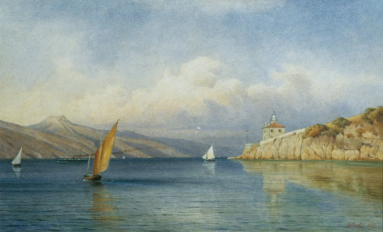 Das Leuchtfeuer Von Prestenizza Auf Der Insel Cherso by Gottfried Seelos - Canvas Print