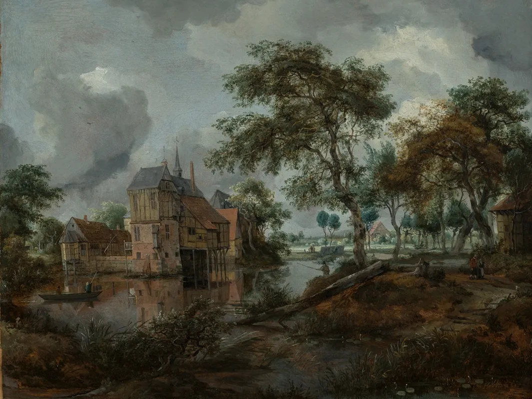 Das Schloss Von Ootmarsum by Meindert Hobbema - Canvas Print