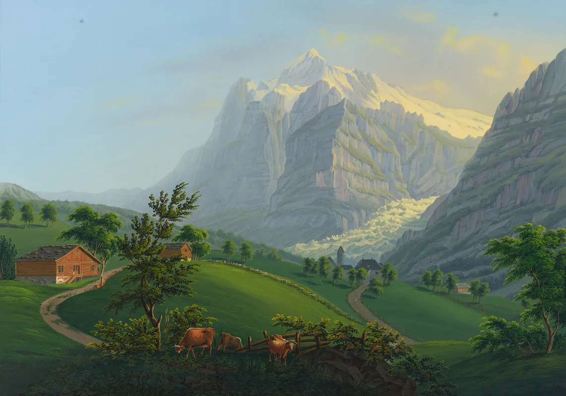 Das Wetterhorn Im Grindelwald by Johann Heinrich Bleuler the Younger - Canvas Print