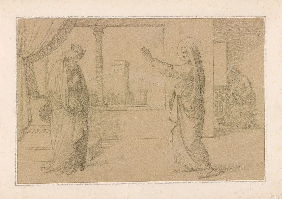 David Before Nathan With Bathsheba And Her Child In The Background