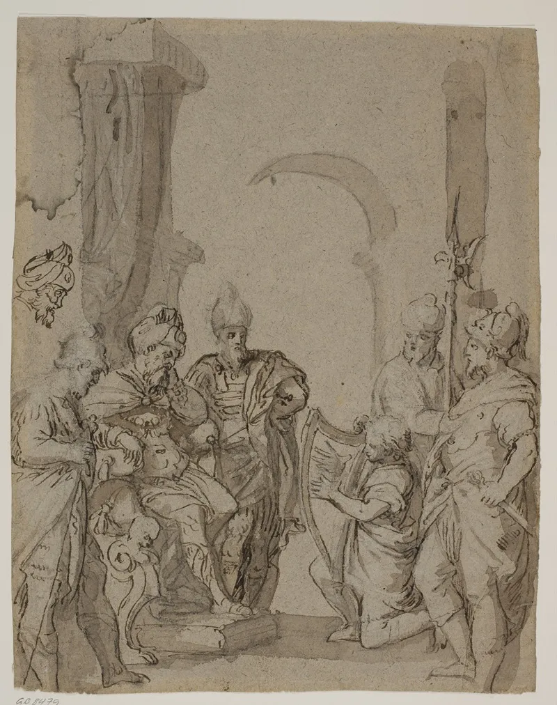 David Plays The Harp For King Saul by Carlo Caliari - Canvas Print