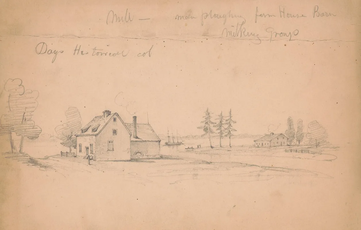 Days Historical Col Mill Men Ploughing Farm House Barn Milking Group