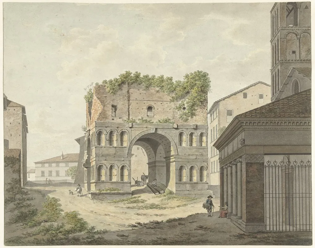 De Boog Van Janus Quadrifons En Een Deel Van De S Giorgio In Velabro Te Rome by Daniël Dupré - Canvas Print