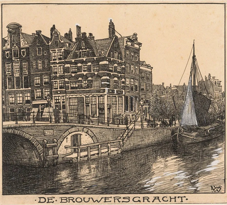 De Brouwersgracht Te Amsterdam by Willem Wenckebach - Canvas Print