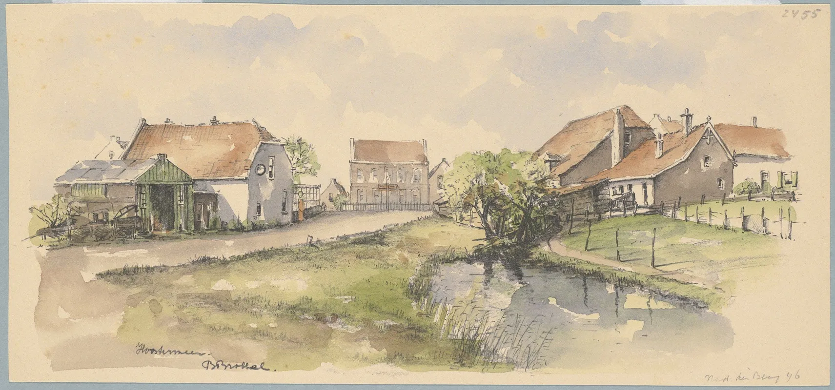 De Buurtschap Overmeer Vanuit De Hoostermeer De Meerweg Gezien by Bob Brobbel - Canvas Print
