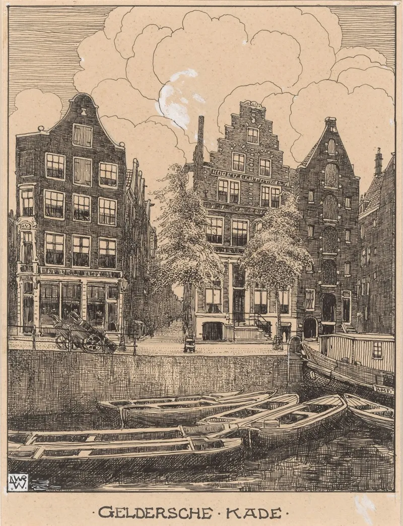 De Gelderse Kade Te Amsterdam by Willem Wenckebach - Canvas Print