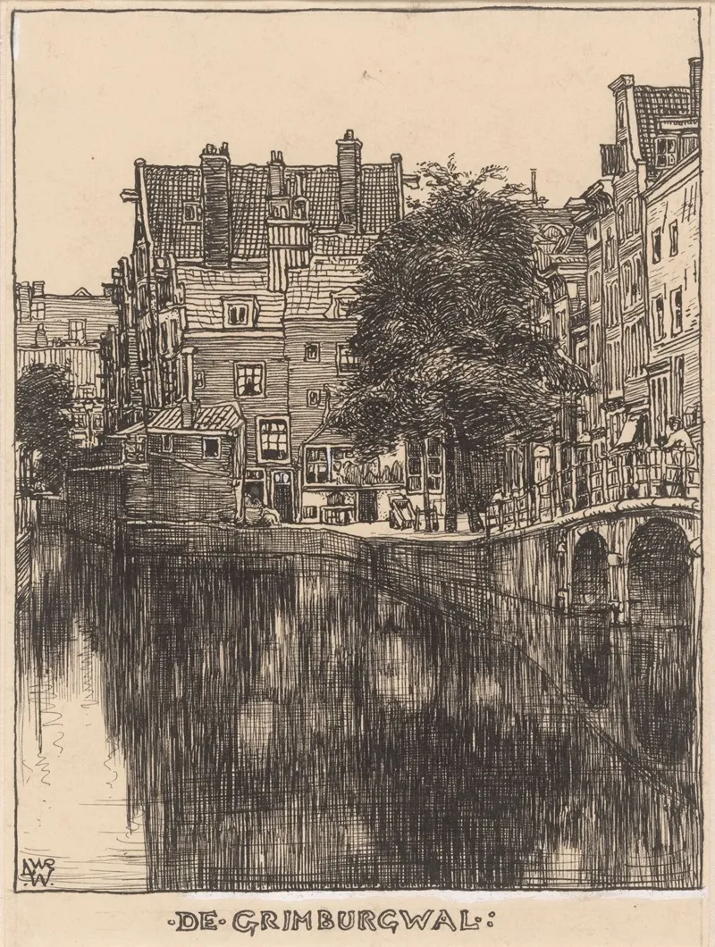 De Grimburgwal Te Amsterdam by Willem Wenckebach - Canvas Print