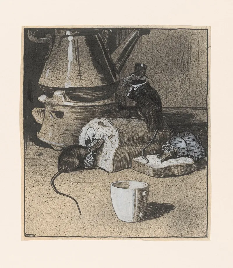 De Gulzige Knaagdieren Aan De Arbeiders Boterham by Albert Hahn - Canvas Print