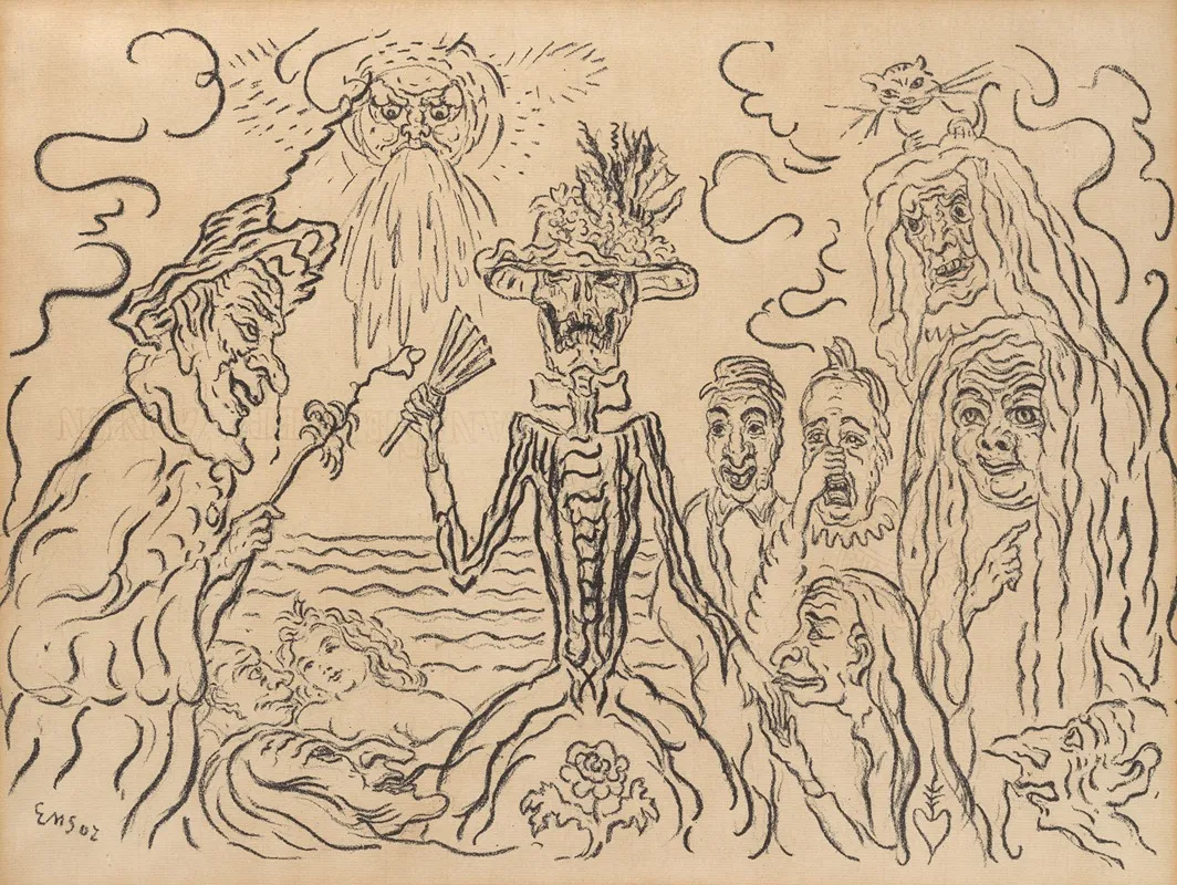 De Kokette Dood Maskers 2 by James Ensor - Canvas Print