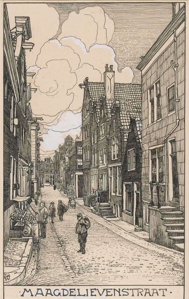 De Maagdelievenstraat Te Amsterdam 2 by Willem Wenckebach - Canvas Print
