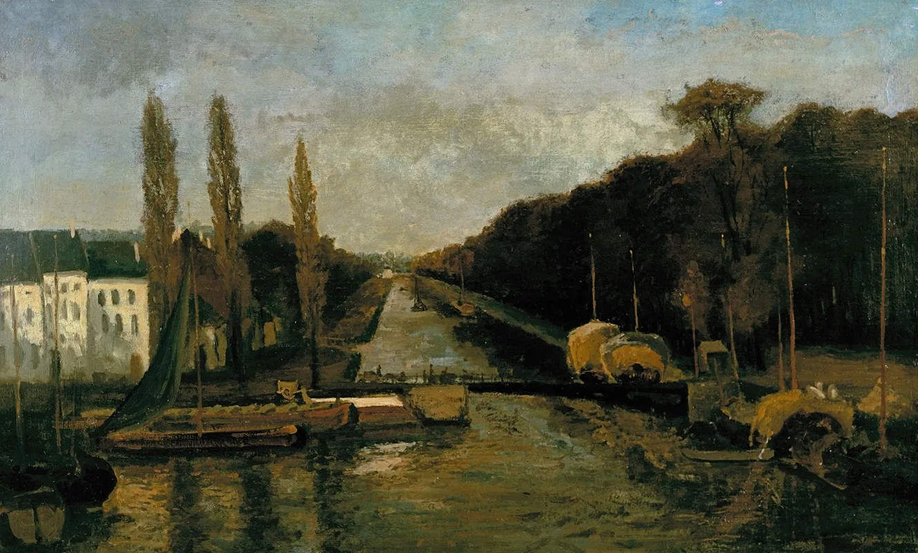 De Oeverpoort In Brussel by Alphonse Asselbergs - Canvas Print