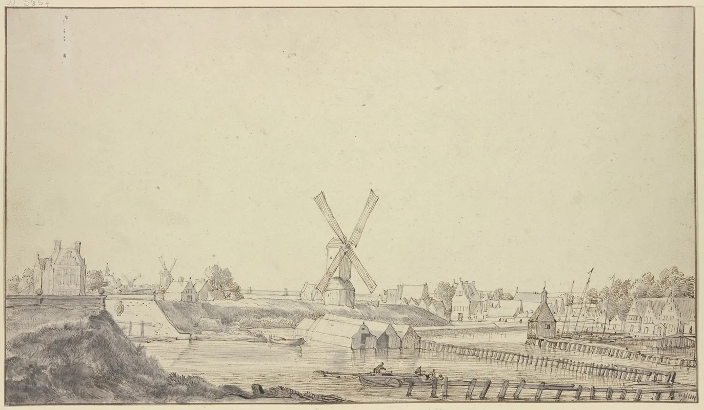 De Oude Jachthaven Van Den Amstel Te Amsteldam by Jacob Esselens - Canvas Print