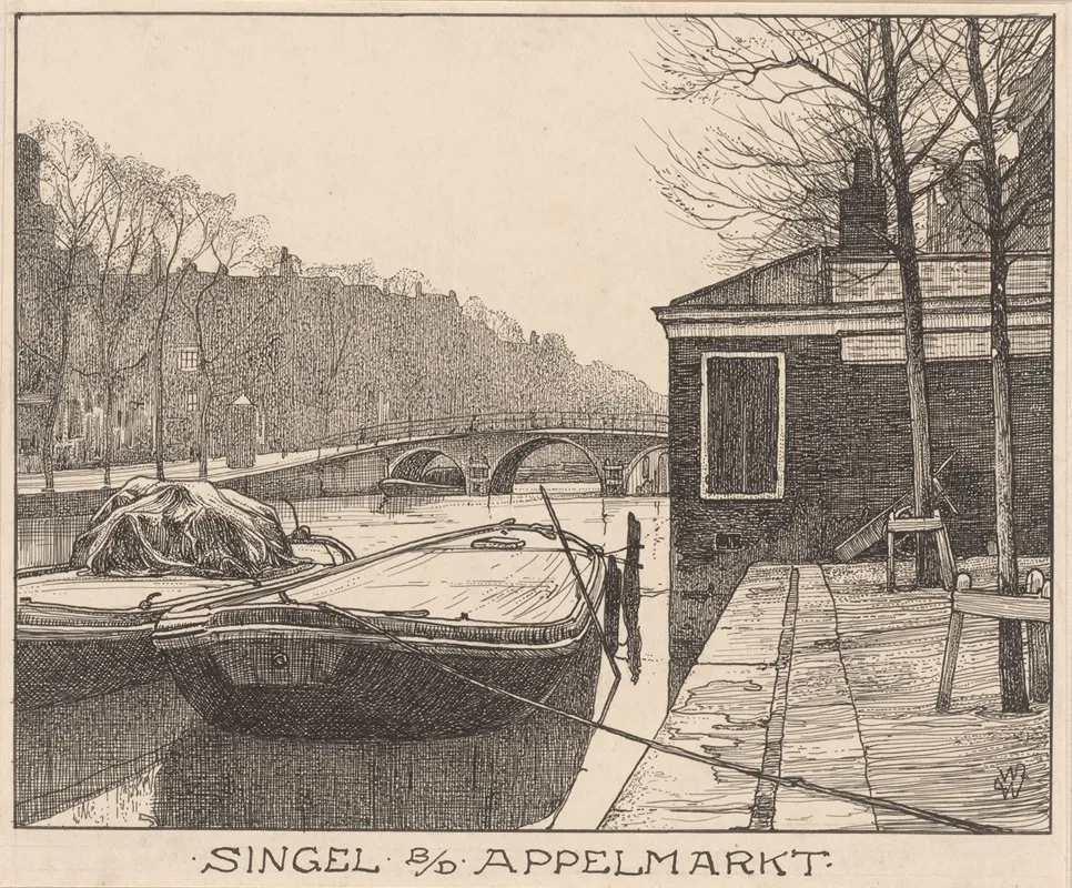 De Singel Bij De Appelmarkt Te Amsterdam by Willem Wenckebach - Canvas Print
