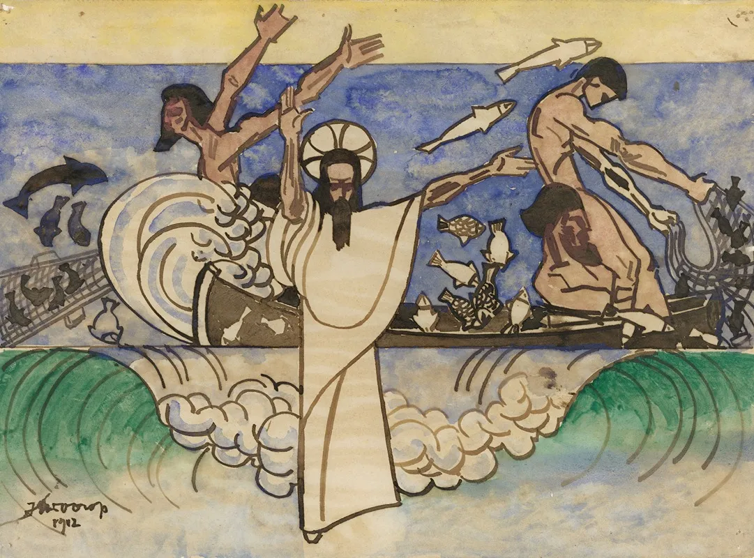 De Wonderbare Vischvangst by Jan Toorop - Canvas Print