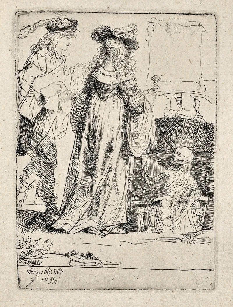 Death Appearing To A Wedded Couple From An Open Grave by Rembrandt van Rijn - Canvas Print