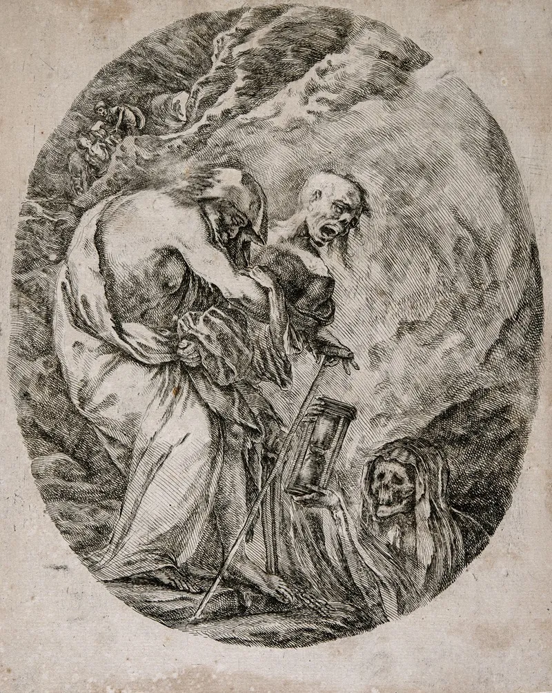 Death Carrying An Old Man Into A Grave by Stefano Della Bella - Canvas Print