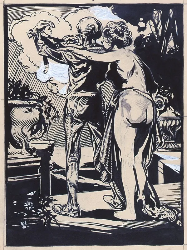 Death Holding A Puppet And A Naked Woman by Johannes Josephus Aarts - Canvas Print