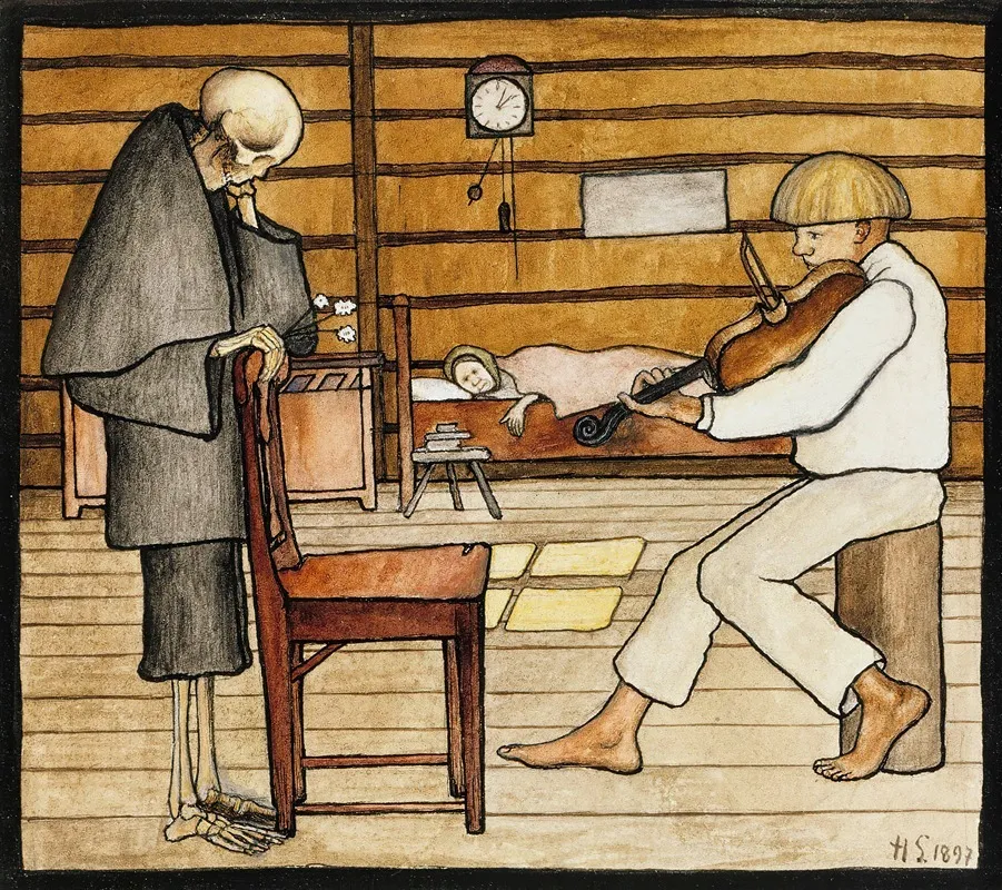 Death Listens by Hugo Simberg - Canvas Print