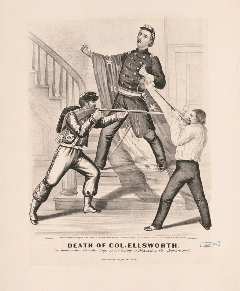 Death Of Col Ellsworth After Hauling Down The Rebel Flag At The Taking Of Alexandria Va May 24th 1861