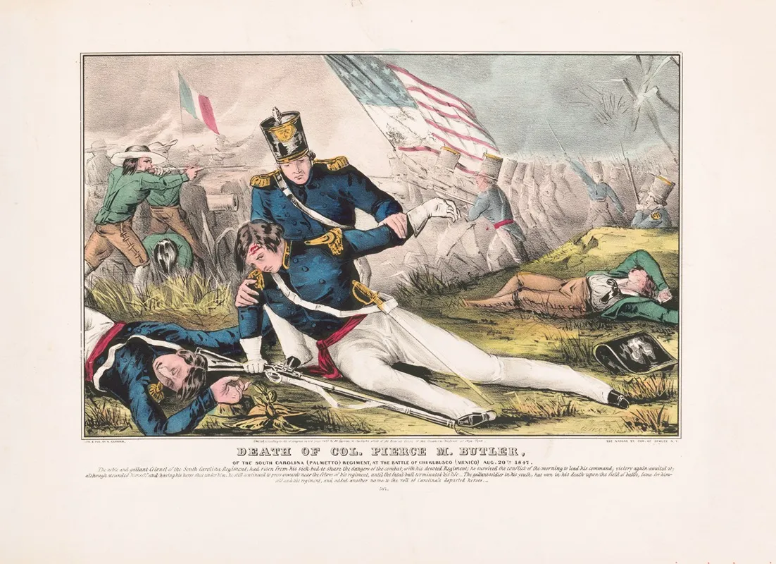 Death Of Colonel Pierce M Butler Of The South Carolina Palmetto Regiment At The Battle Of Churubusco Mexico Aug 20th 1847