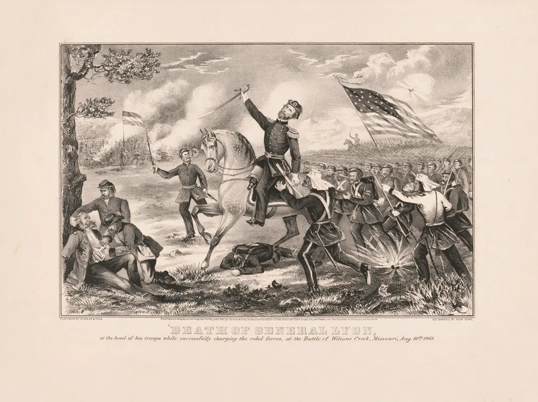 Death Of General Lyon At The Head Of His Troops While Successfully Charging The Rebel Forces At The Battle Of Wilsons Creek Missouri Aug 10th 1861