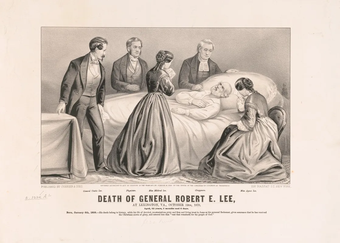 Death Of General Robert E Lee At Lexington Va October 12th 1870 Aged 62 Years 8 Months And 6 Days