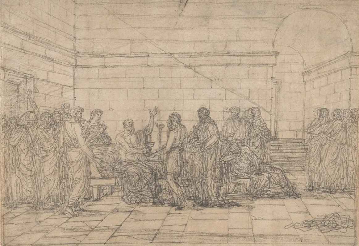 Death Of Socrates by Jean Baptiste Joseph Wicar - Canvas Print