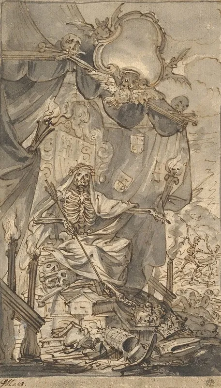 Death On A Canopied Throne Design For A Title Page by Godfried Maes - Canvas Print