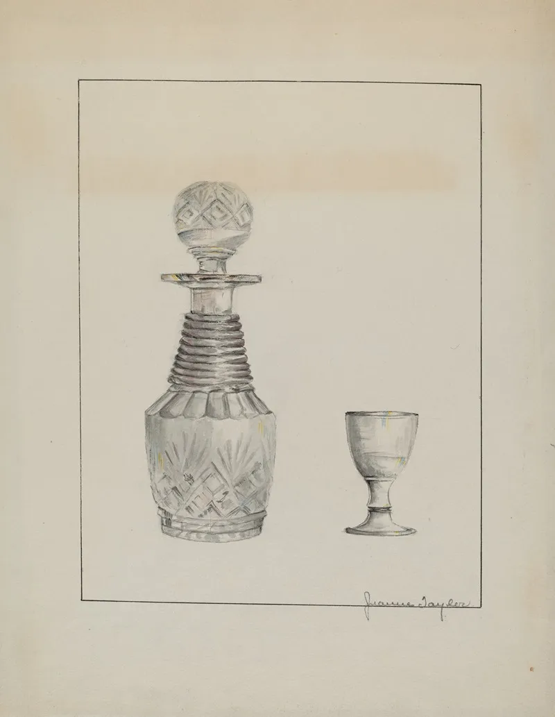 Decanter And Glass by Jeanne Taylor - Canvas Print