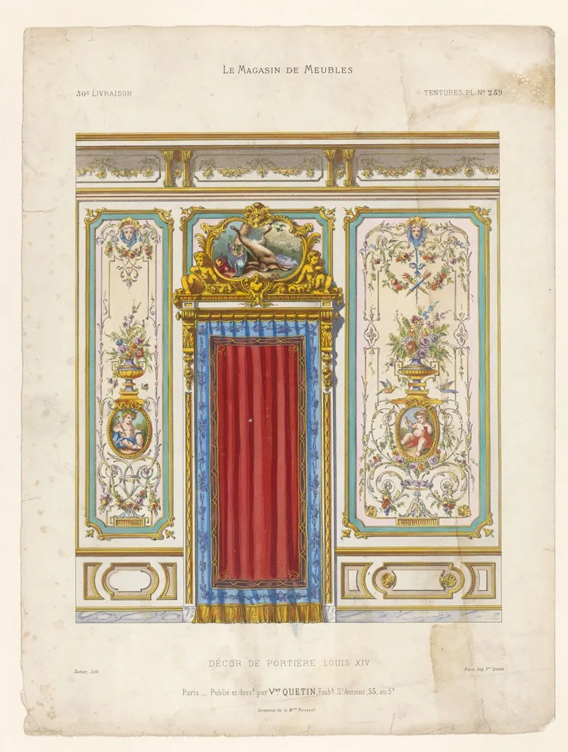 Decor De Portiere Louis Xiv by Victor Léon Michel Quétin - Canvas Print