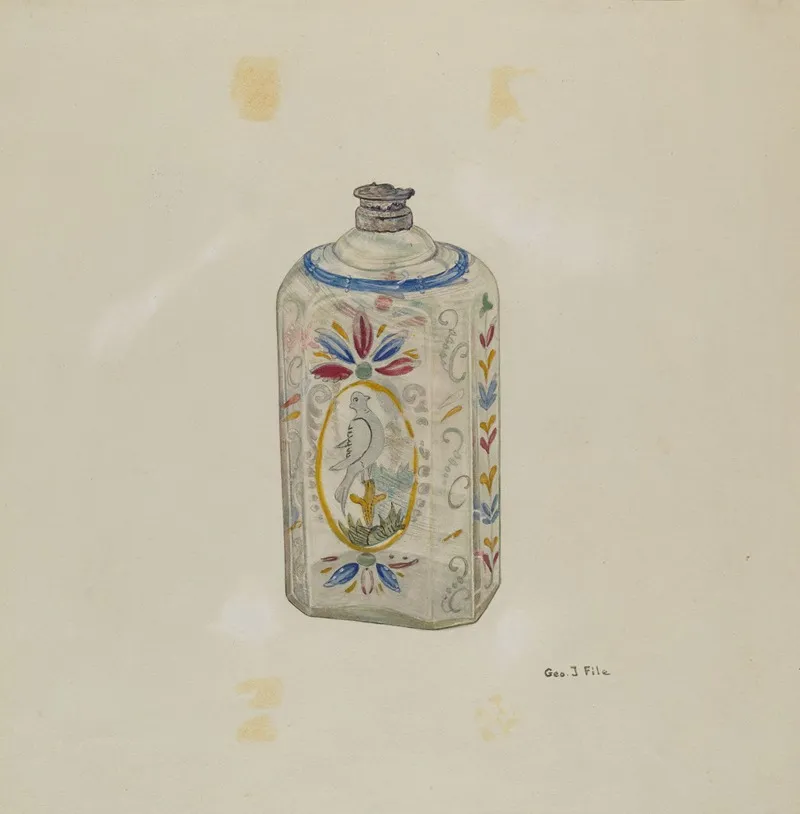 Decorated Glass Flask