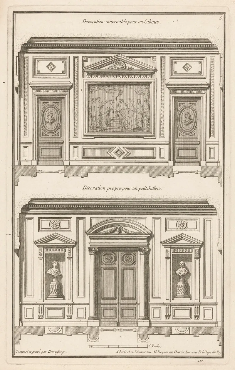 Decoration Convenable Pour Un Cabinet Decoration Propre Pour Un Petit Sallon by Jean François de Neufforge - Canvas Print