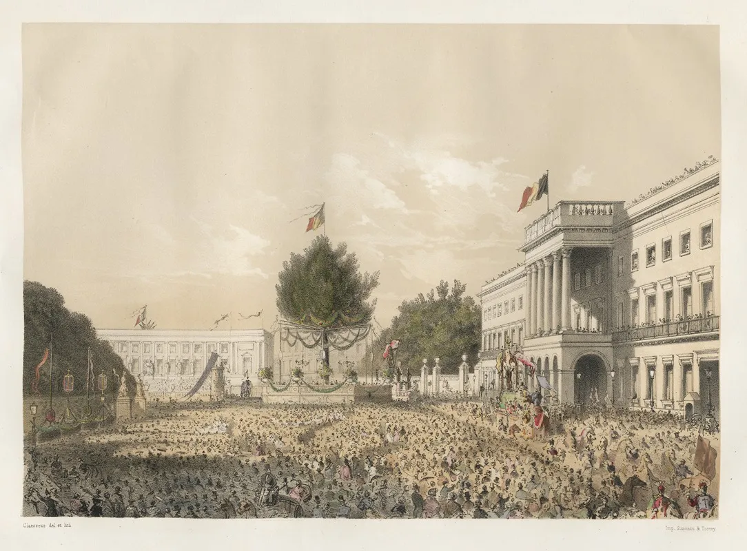 Decoration De La Place Des Palais by Jules Helbig - Canvas Print