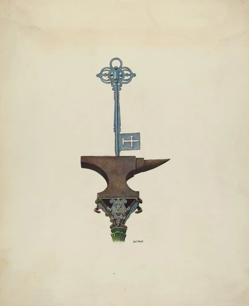 Decorative Ironwork Locksmith Sign by Ray Price - Canvas Print