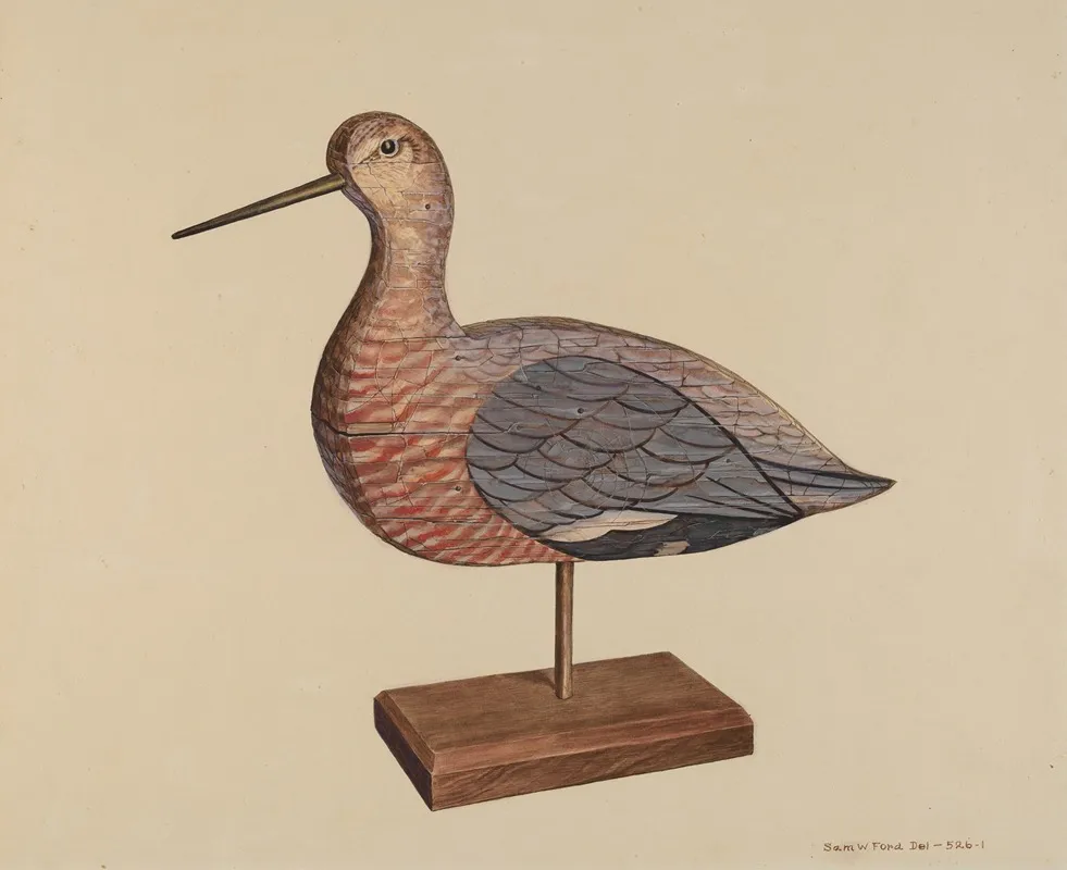 Decoy Hudsonian Godwit by Samuel W. Ford - Canvas Print