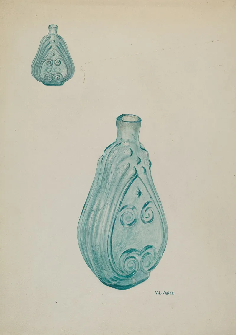 Deep Aquamarine Bottle by V.L. Vance - Canvas Print