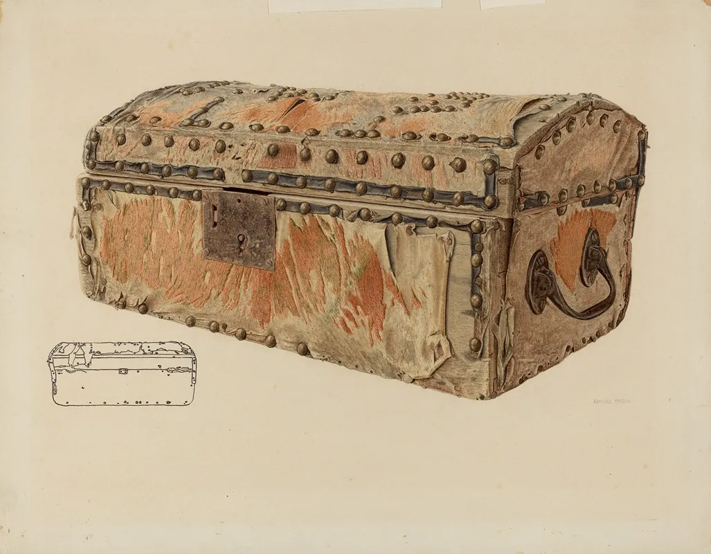 Deerskin Covered Chest by Samuel Faigin - Canvas Print