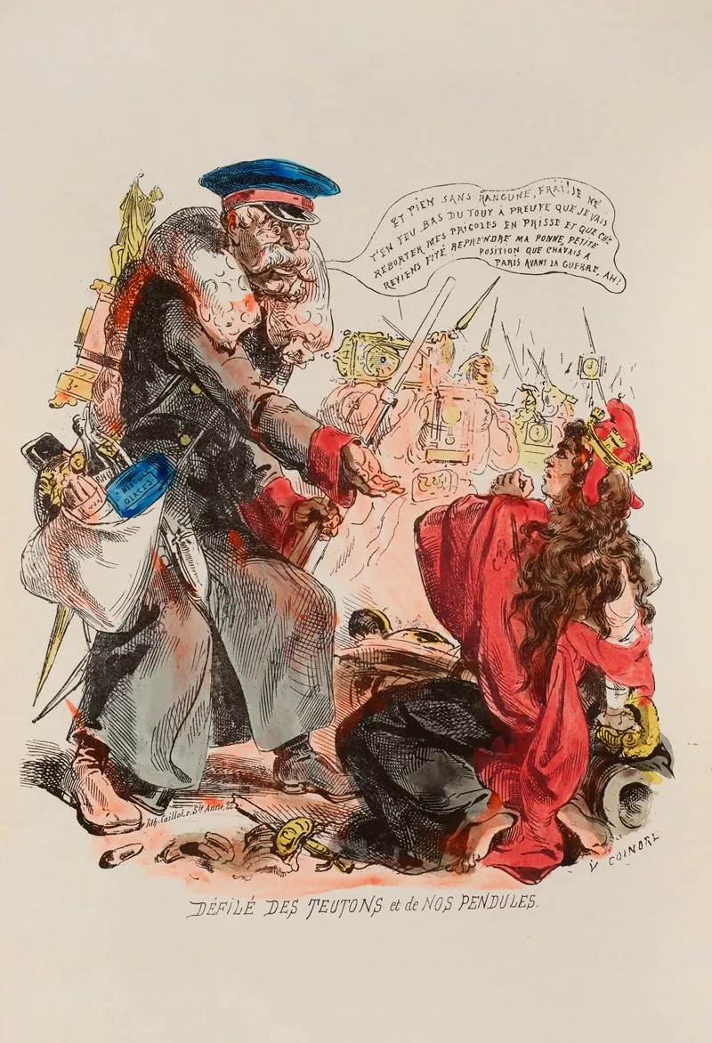 Defile Des Teutons Et De Nos Pendules by Victor Coindre - Canvas Print
