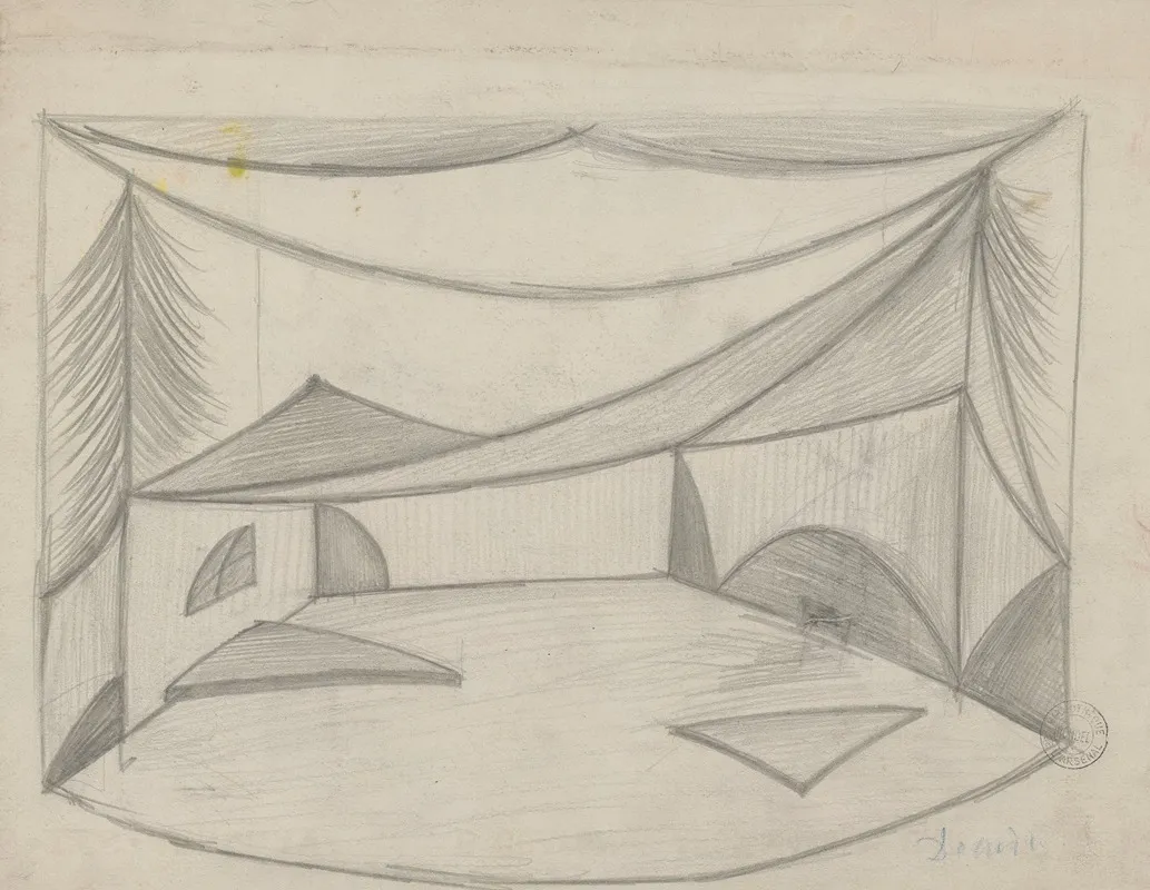 Deirdre Des Douleurs Maquette De Decor Toile Relevee Devoilant Un Paysage by Georges Pitoëff - Canvas Print