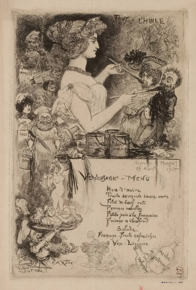 Dejeuner Mariani Le 29 Avril 1905 by Albert Robida - Canvas Print