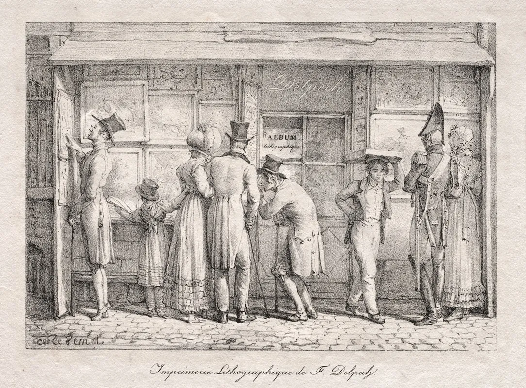 Delpech Lithographic Print Shop by Carle Vernet - Canvas Print