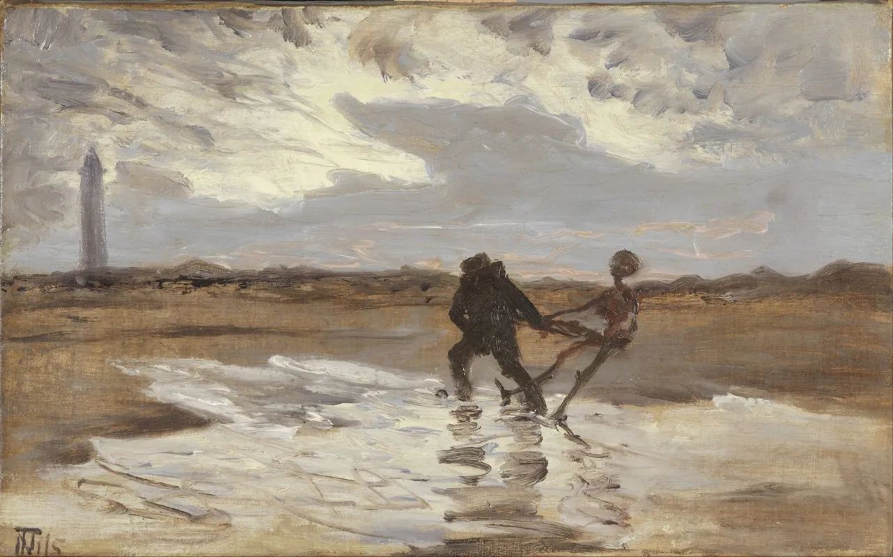 Den Druknedes Genfaerd Soger At Skaffe Havet Et Nyt Offer by Thorvald Niss - Canvas Print
