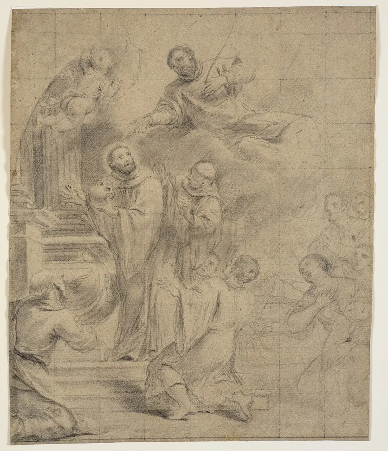 Den Hellige Bernhard Redder Sankt Caesarius Kranie by Giovanni Bonati - Canvas Print