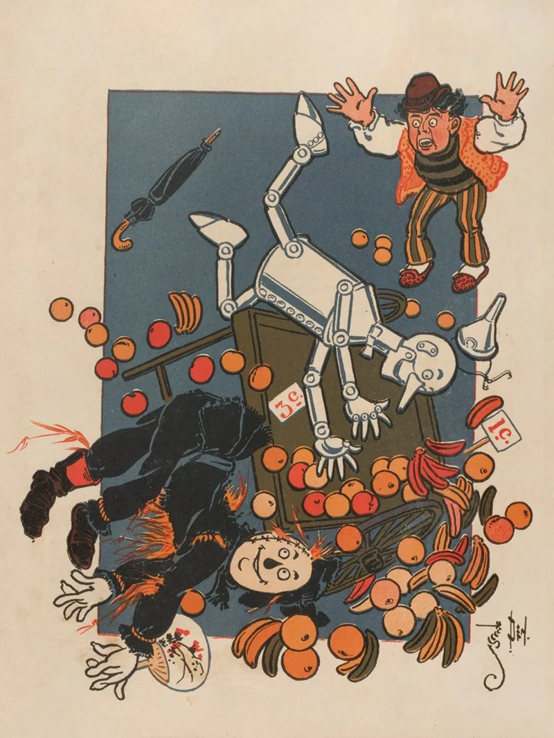 Denslows Scarecrow And The Tin Man Pl 1 by William Wallace Denslow - Canvas Print