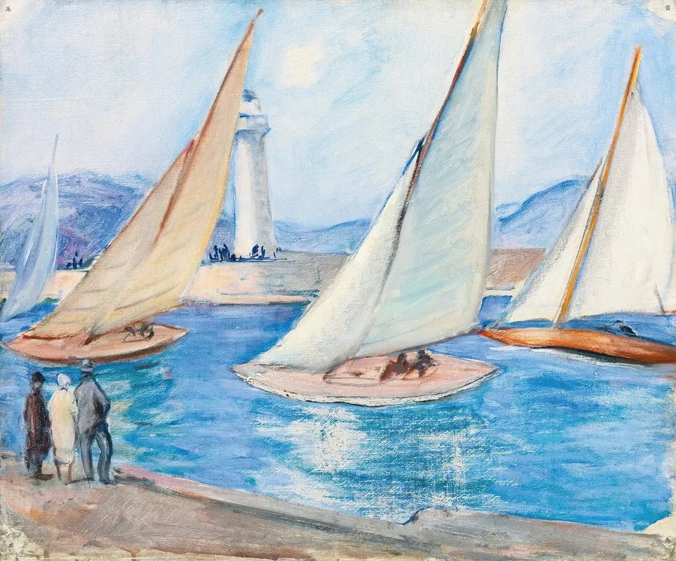 Depart De Regates Dans Le Midi St Tropez by Henri Lebasque - Canvas Print