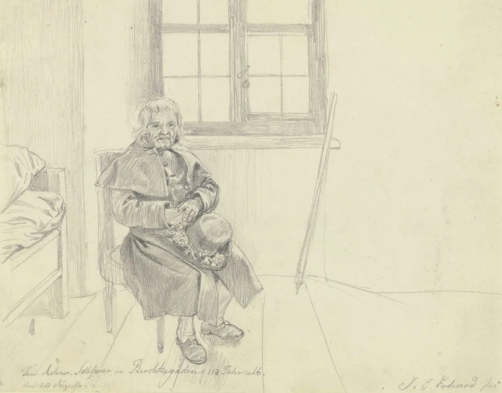 Der Berchtesgadener Hausierer Toni Adner Im Alter Von 113 Jahren In Seinem Zimmer by Johann Christoph Erhard - Canvas Print