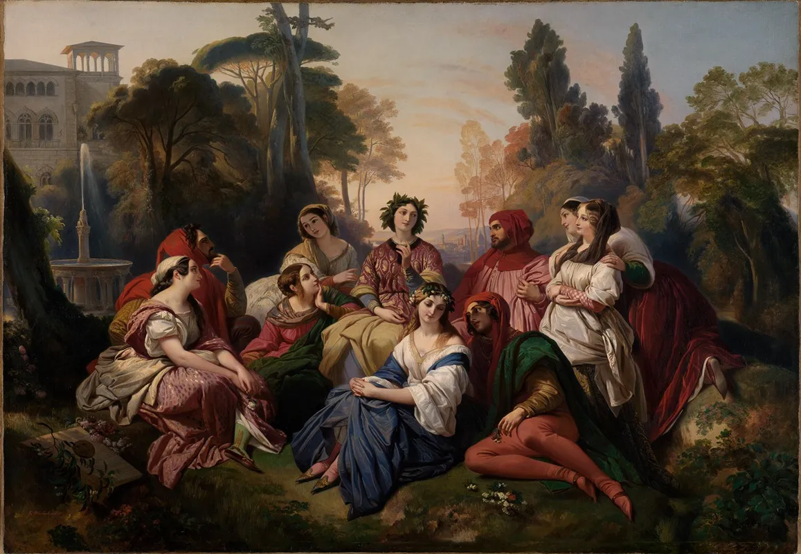 Der Decamerone by Franz Xaver Winterhalter - Canvas Print