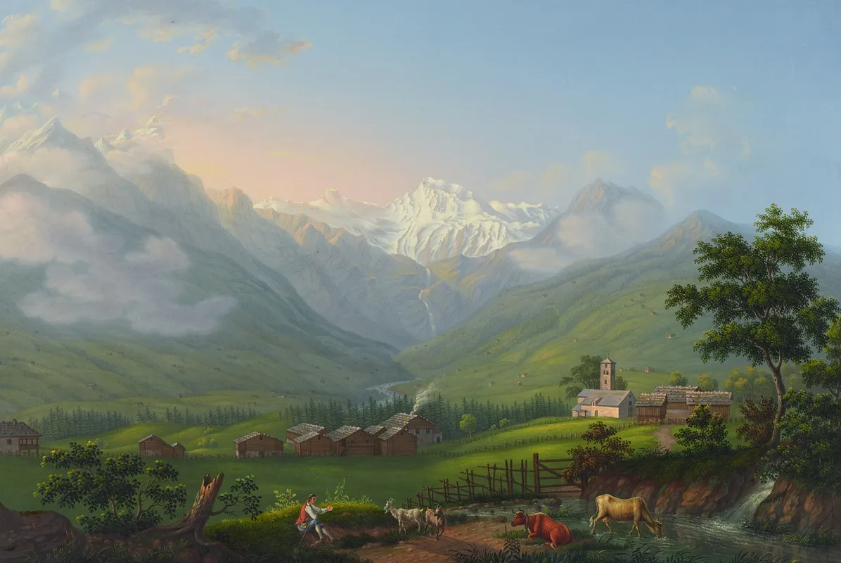 Der Engstligen Boden Im Adelboden Im Canton Bern by Johann Heinrich Bleuler the Younger - Canvas Print