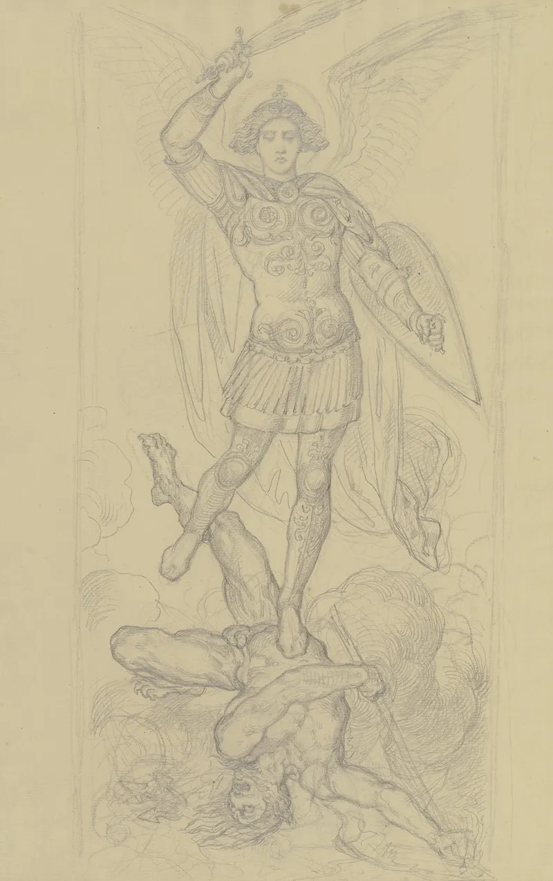 Der Erzengel Michael Sturzt Den Satan
